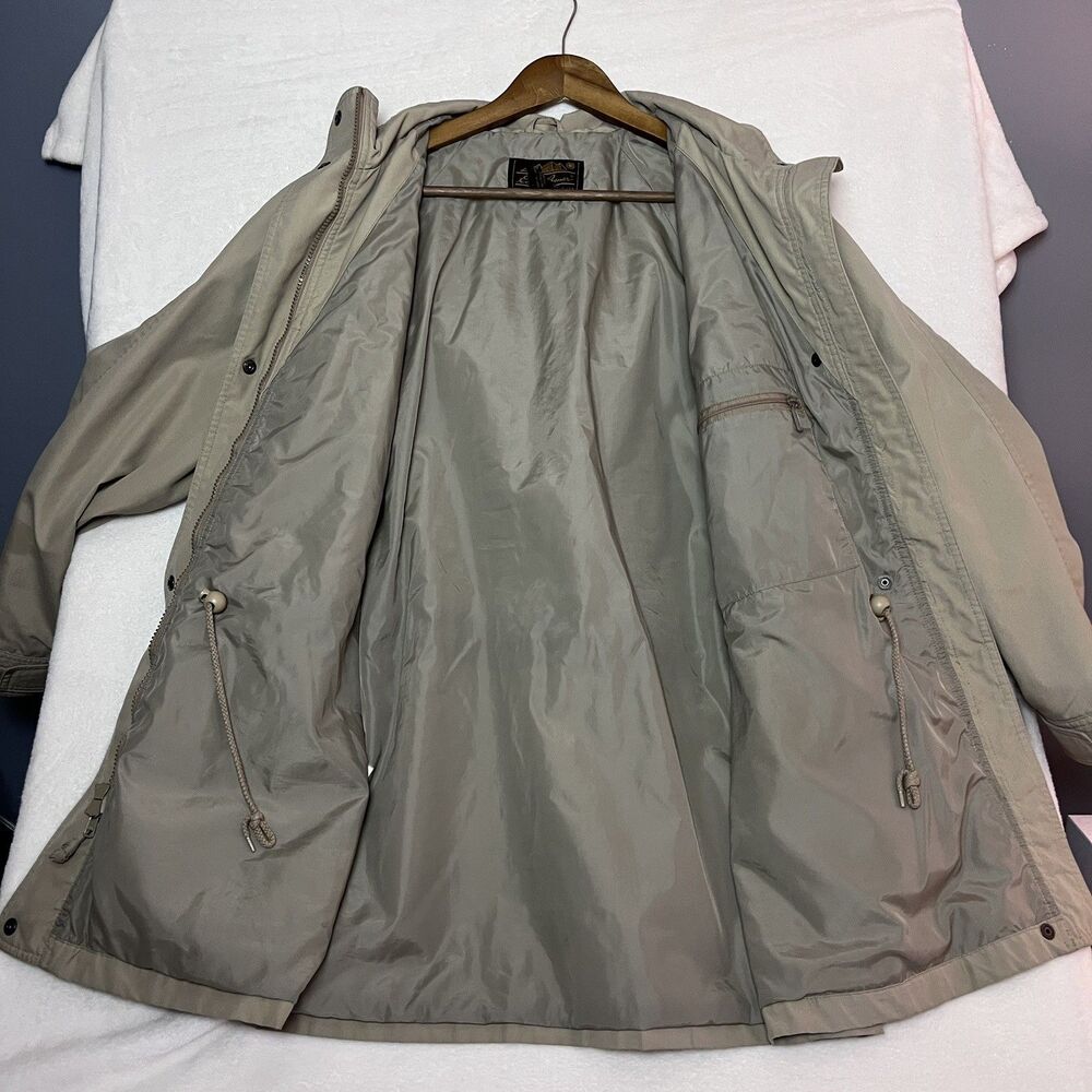 Eddie Bauer Womens M Khaki Utility Safari Jacket Hooded Field Coat Vintage Parka - Picture 4 of 12